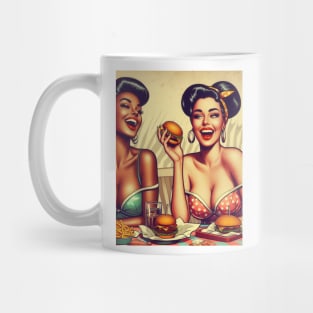 pin up girls eating burgers Mug